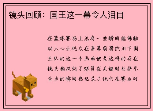 镜头回顾：国王这一幕令人泪目