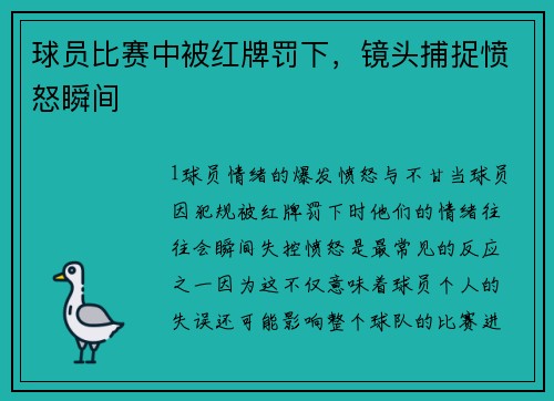 球员比赛中被红牌罚下，镜头捕捉愤怒瞬间