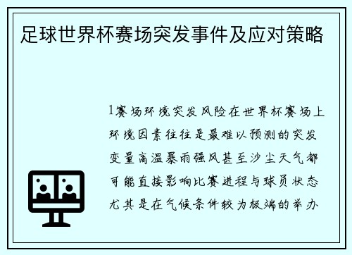 足球世界杯赛场突发事件及应对策略